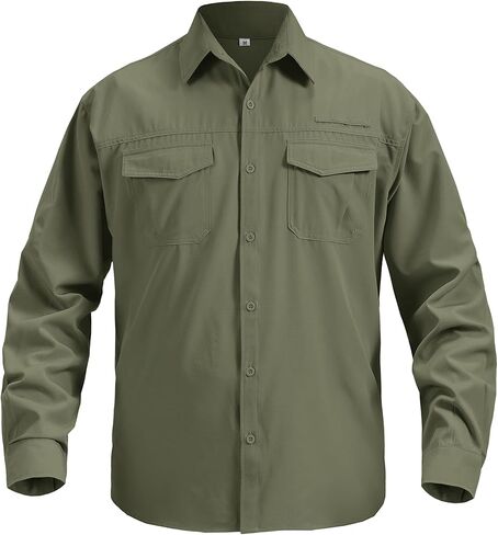Mens Safari Sun Shirts UPF 50+ UV Sun Protection Long Sleeve Outdoor Quick Dry Fishing Hiking Gardening Shirts in Kuwait