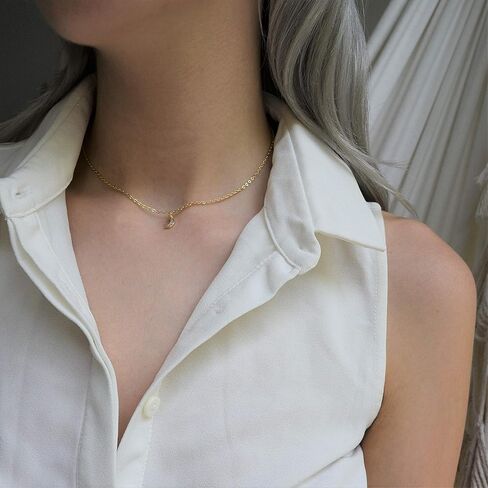 مسلم | الإسلام | قلادة صغيرة مرصوفة على شكل هلال على شكل قمر | 16 بوصة | هدية إسلامية مضادة للحساسية ومطلية بالذهب عيار 18 قيراط in Kuwait