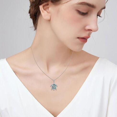 سلحفاة قلادة 925 الفضة الاسترليني أذن البحر شل السلاحف البحرية قلادة سلحفاة أذن البحر شل قلادة السلاحف مجوهرات للأم النساء الفتيات هدايا عيد ميلاد in Kuwait