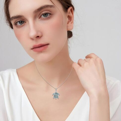 سلحفاة قلادة 925 الفضة الاسترليني أذن البحر شل السلاحف البحرية قلادة سلحفاة أذن البحر شل قلادة السلاحف مجوهرات للأم النساء الفتيات هدايا عيد ميلاد in Kuwait