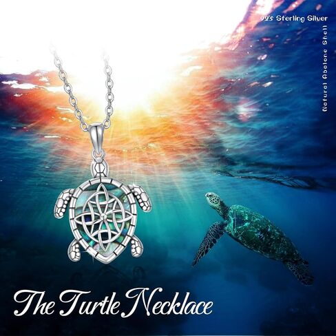 سلحفاة قلادة 925 الفضة الاسترليني أذن البحر شل السلاحف البحرية قلادة سلحفاة أذن البحر شل قلادة السلاحف مجوهرات للأم النساء الفتيات هدايا عيد ميلاد in Kuwait