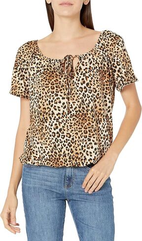 Star Vixen Women's Plus Size Short Slit Sleeve Keyhole-tie Peasant Top in Kuwait