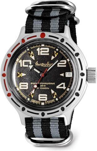 VOSTOK | Classic Amphibian Automatic Self-Winding Russian Diver Wrist Watch | WR 200 m | Amphibia 420335 | Fashion | Business | Casual Men's Watches in Kuwait