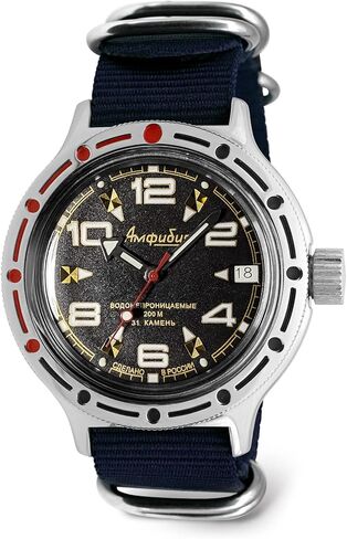 VOSTOK | Classic Amphibian Automatic Self-Winding Russian Diver Wrist Watch | WR 200 m | Amphibia 420335 | Fashion | Business | Casual Men's Watches in Kuwait