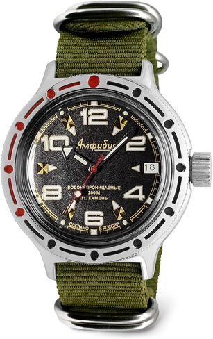 VOSTOK | Classic Amphibian Automatic Self-Winding Russian Diver Wrist Watch | WR 200 m | Amphibia 420335 | Fashion | Business | Casual Men's Watches in Kuwait