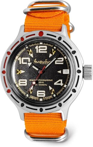VOSTOK | Classic Amphibian Automatic Self-Winding Russian Diver Wrist Watch | WR 200 m | Amphibia 420335 | Fashion | Business | Casual Men's Watches in Kuwait