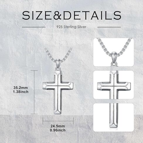 925 الفضة الاسترليني الصليب قلادة للرجال النساء الرب الصلاة النقش الصليب قلادة مع سلسلة 2 مم عيد الميلاد الكاثوليكية المسيحية هدايا المجوهرات للأب الزوج الابن صديقها في سن المراهقة in Kuwait