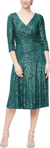 Alex Evenings Women's Size 3/4 Sleeve Sequin A-line Party Dress (Missy, Petite, Plus) in Saudi Arabia