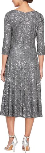 Alex Evenings Women's Size 3/4 Sleeve Sequin A-line Party Dress (Missy, Petite, Plus) in Saudi Arabia