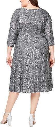 Alex Evenings Women's Size 3/4 Sleeve Sequin A-line Party Dress (Missy, Petite, Plus) in Saudi Arabia