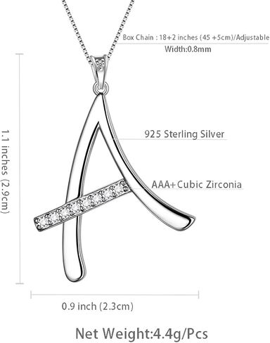 قلادة الرسالة الأولية للنساء الفتيات - 925 الفضة الاسترليني شخصية 26 A-Z اسم الأبجدية قلادة كريستال تشيكوسلوفاكيا مجوهرات الأمهات عيد الحب عيد الميلاد هدايا عيد ميلاد لأمها زوجة صديقة in Kuwait