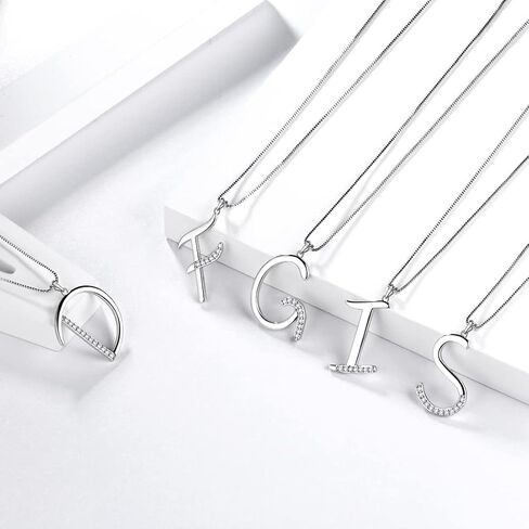 قلادة الرسالة الأولية للنساء الفتيات - 925 الفضة الاسترليني شخصية 26 A-Z اسم الأبجدية قلادة كريستال تشيكوسلوفاكيا مجوهرات الأمهات عيد الحب عيد الميلاد هدايا عيد ميلاد لأمها زوجة صديقة in Kuwait