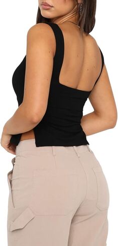 Women's Y2K Sleeveless Strappy Crop Tops Ruched Sweetheart Neck Backless Cropped Tank Top Slits Cami Shirt in Kuwait