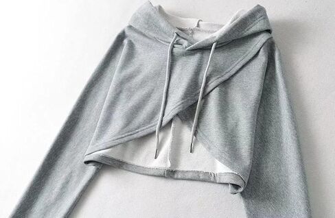 Womens Cut Out Ultra Crop Top Hoodie Criss Cross Long Sleeve Drawstring Hooded Pullover Sweatshirt in Kuwait