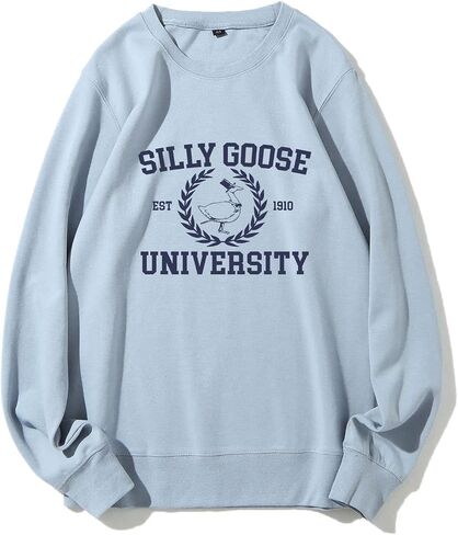 GLAMVOS Womens Crewneck Funny Cute Silly Goose University Sweatshirt Christmas Sweater in Saudi Arabia