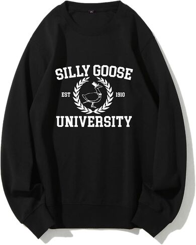 GLAMVOS Womens Crewneck Funny Cute Silly Goose University Sweatshirt Christmas Sweater in Saudi Arabia