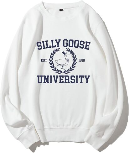 GLAMVOS Womens Crewneck Funny Cute Silly Goose University Sweatshirt Christmas Sweater in Saudi Arabia