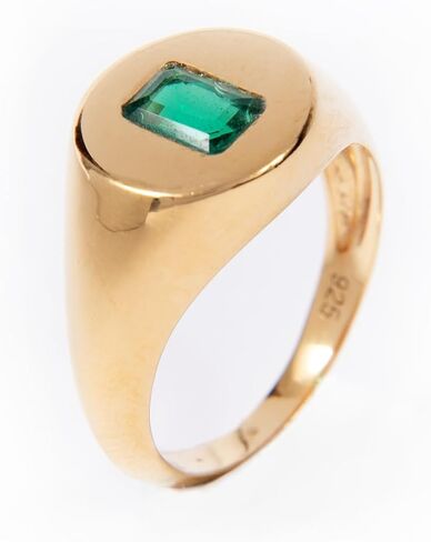 Silver Smile - 18k Gold Vermeil Signet Ring over Sterling Silver| Attractive Design Ring Jewelry for Women |Ideal Pick for Her in Kuwait