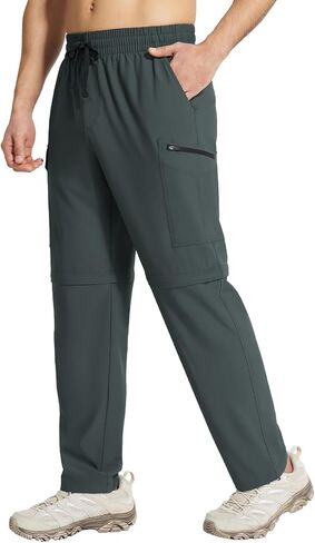 BALEAF Men's Hiking Convertible Pants Cargo Quick Dry Water Resistant Lightweight Elastic Waist Outdoor with Zip Pockets in Saudi Arabia