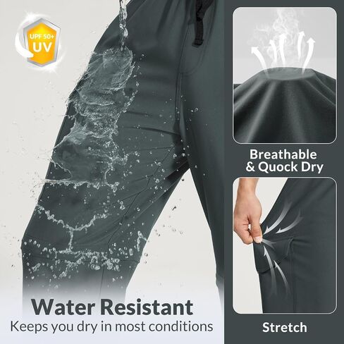 BALEAF Men's Hiking Convertible Pants Cargo Quick Dry Water Resistant Lightweight Elastic Waist Outdoor with Zip Pockets in Saudi Arabia
