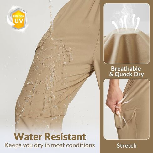 BALEAF Men's Hiking Convertible Pants Cargo Quick Dry Water Resistant Lightweight Elastic Waist Outdoor with Zip Pockets in Saudi Arabia