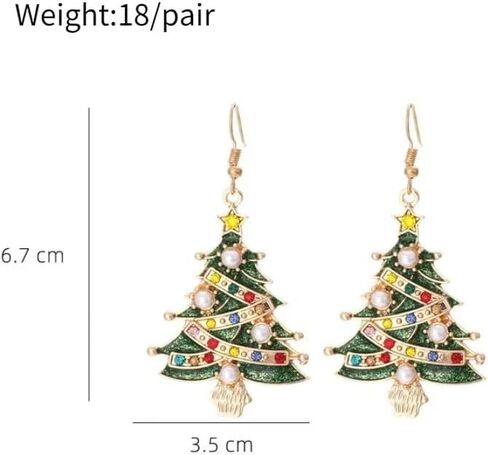 شجرة عيد الميلاد أقراط لطيف عيد الميلاد القوس الخماسية Starcolorful حجر الراين استرخى أقراط للنساء الفتيات موضة فريدة عطلة حفلة مجوهرات هدية in Kuwait