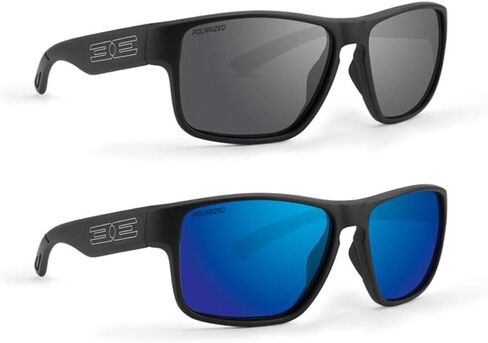 Epoch Eyewear 2 Pairs Charlie Sports Sunglasses Black Frame Polarized Smoke Lens & Blue Mirror Lens in Saudi Arabia