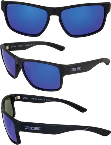Epoch Eyewear 2 Pairs Charlie Sports Sunglasses Black Frame Polarized Smoke Lens & Blue Mirror Lens in Saudi Arabia