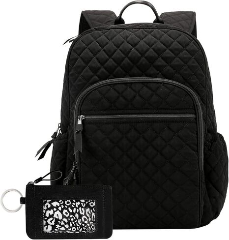 DONGGANGAJI Women's Campus Backpack with wallet set, Casual Daypack Backpacks with trolley sleeve (Classic Black) in Kuwait