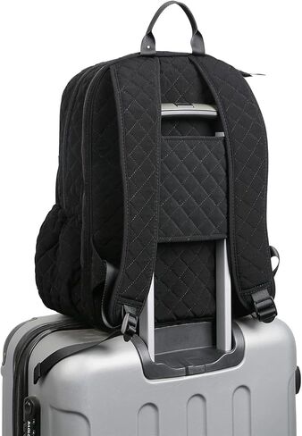 DONGGANGAJI Women's Campus Backpack with wallet set, Casual Daypack Backpacks with trolley sleeve (Classic Black) in Kuwait