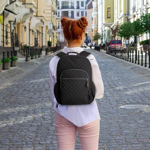 DONGGANGAJI Women's Campus Backpack with wallet set, Casual Daypack Backpacks with trolley sleeve (Classic Black) in Kuwait