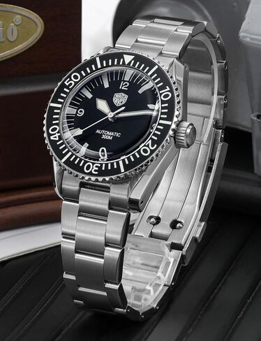 ساعات الغوص للرجال من واتش دايفز، حركة NH35 WD1967 Sharkmaster 300 ساعة أوتوماتيكية من كريستال الياقوت الأزرق، أسود in Kuwait