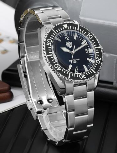 ساعات الغوص للرجال من واتش دايفز، حركة NH35 WD1967 Sharkmaster 300 ساعة أوتوماتيكية من كريستال الياقوت الأزرق، أسود in Kuwait