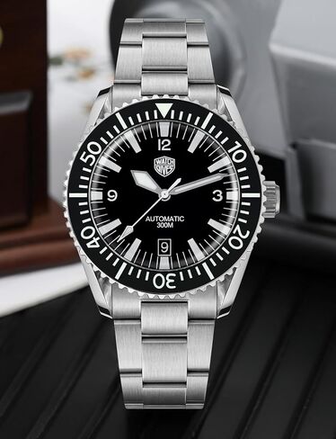 ساعات الغوص للرجال من واتش دايفز، حركة NH35 WD1967 Sharkmaster 300 ساعة أوتوماتيكية من كريستال الياقوت الأزرق، أسود in Kuwait