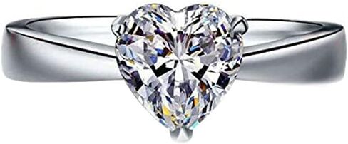 تشيكوسلوفاكيا خواتم الخطبة للنساء 925 فضة سوليتير وسادة الحب القلب مكعب زركونيا وعد خاتم الخطوبة (7) in Kuwait