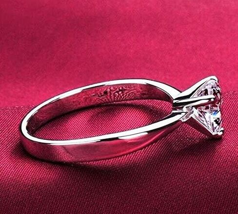 تشيكوسلوفاكيا خواتم الخطبة للنساء 925 فضة سوليتير وسادة الحب القلب مكعب زركونيا وعد خاتم الخطوبة (7) in Kuwait