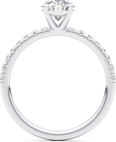 GLAM AND GEMS 1/4 قيراط من الألماس و2 1/3 قيراط من قطع المويسانتي البيضاوي خاتم الخطوبة للنساء من الذهب الأبيض أو الوردي عيار 14 قيراط (G-H، VS، cttw) خاتم وعد الذكرى السنوية مقاس 5.5 إلى 7 in Kuwait