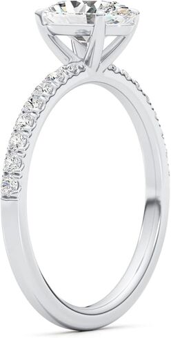 GLAM AND GEMS 1/4 قيراط من الألماس و2 1/3 قيراط من قطع المويسانتي البيضاوي خاتم الخطوبة للنساء من الذهب الأبيض أو الوردي عيار 14 قيراط (G-H، VS، cttw) خاتم وعد الذكرى السنوية مقاس 5.5 إلى 7 in Kuwait