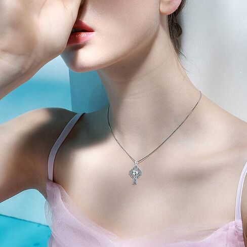 Celtic Cross Necklace for Women, Graduation Gift 925 Sterling Silver Good Luck Clover Necklaces Irish Celtic Knot Cross Vintage Shamrock Celtic Jewelry Gift for Women Girls Teen in Saudi Arabia
