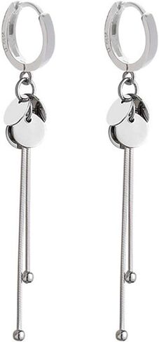 Tassel Disc Drop Dangle Small Hoop Earrings for Women Girls S925 Sterling Silver Cute Huggie Hoops Coin Sequins Ball Bead Long Snake Chain Dropping Fashion Charms Jewelry Dainty Gifts in Saudi Arabia
