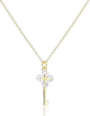 Dainty Crystal Key Necklace for Women 18K Gold Plated Stainless Steel Tiny Key Pendant Everyday Simple Cute Jewelry Gifts for Teen Girls Baby [KN-D-G] in Kuwait