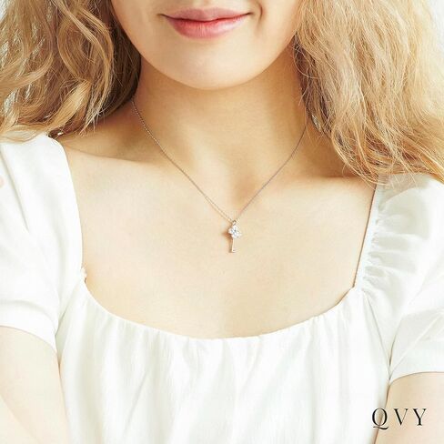 Dainty Crystal Key Necklace for Women 18K Gold Plated Stainless Steel Tiny Key Pendant Everyday Simple Cute Jewelry Gifts for Teen Girls Baby [KN-D-G] in Kuwait