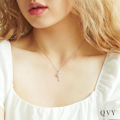 Dainty Crystal Key Necklace for Women 18K Gold Plated Stainless Steel Tiny Key Pendant Everyday Simple Cute Jewelry Gifts for Teen Girls Baby [KN-D-G] in Kuwait