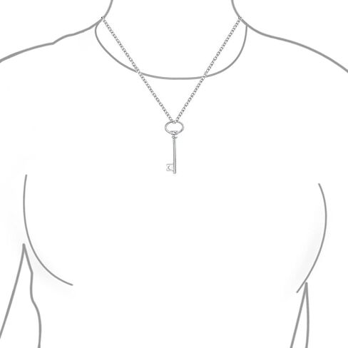 Bling Jewelry Large Plain Open Oval Key Shape Pendant Necklace For Women For Girlfriend .925 Sterling Silver 18 Inch in Saudi Arabia