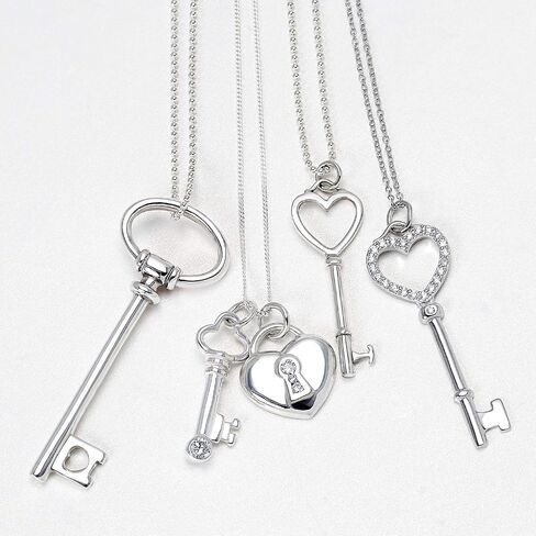 Bling Jewelry Large Plain Open Oval Key Shape Pendant Necklace For Women For Girlfriend .925 Sterling Silver 18 Inch in Saudi Arabia