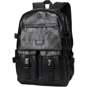 MATE ELEN Leather Laptop Backpack Fits 15.6 Inch Laptop Waterproof Black Travel Hiking Camping Overnight Weekend Business Casual Backpack Men Father's Day in Kuwait