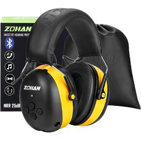 ZOHAN EM037 Bluetooth Hearing Protection,NRR 25dB Noise Reduction Ear Protection with 1500mAh Rechargeable Battery,Headphones with 40H playtime for Mowing, Snowblowing, Construction,Workshops