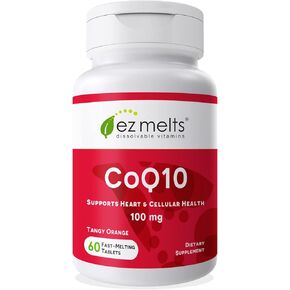 EZ Melts Dissolvable Ubiquinol 100mg, Active Form of CoQ10, Heart Health Supplements for Men & Women, Sugar-Free, 2-Month Supply