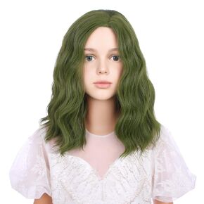 Kids Brown Wig Dark Brown Curly Wavy Wig for Child Girls Brunette Wig Short Bob Wig for Kids Side Part Wig Synthetic Wigs with Wig Cap