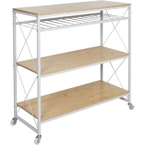 Honey-Can-Do Rolling Kitchen Island, White/Oak SHF-09512 White